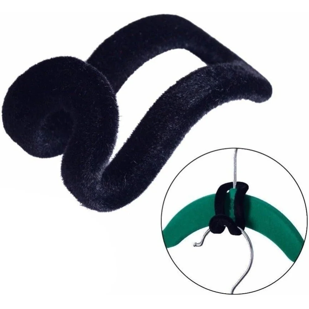 50 Pcs Mini Cascading Hanger Connection Hook for Clothes Velvet Hanger (Black)